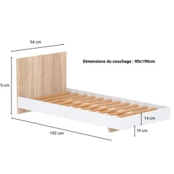 Lit 90x190cm avec tête de lit LAGOS