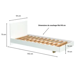 Lit 90x190cm avec tête de lit LAGOS