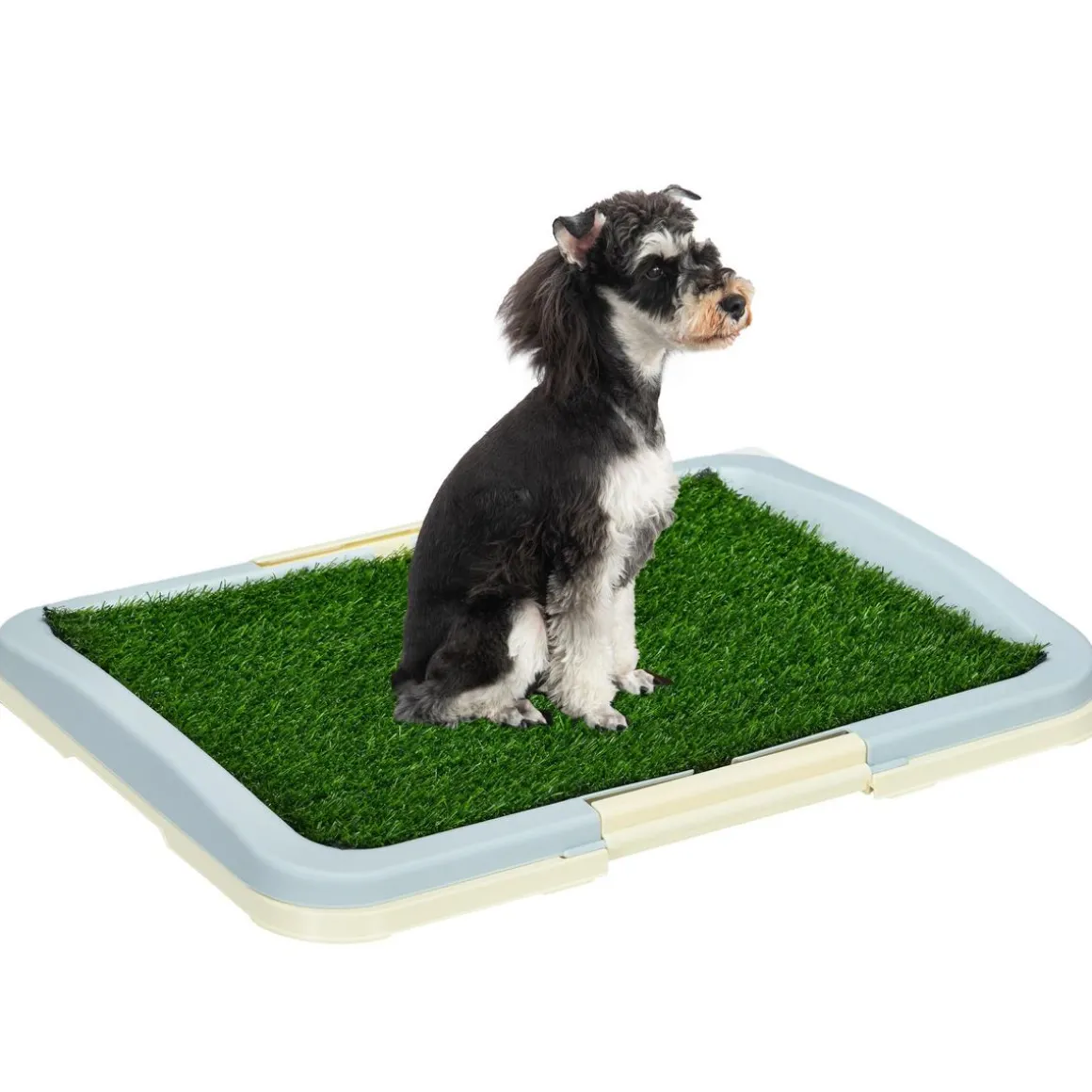 Litière gazon synthétique chien toilette portable à pelouse tiroir à déjection dim. 63L x 48l x 6H cm