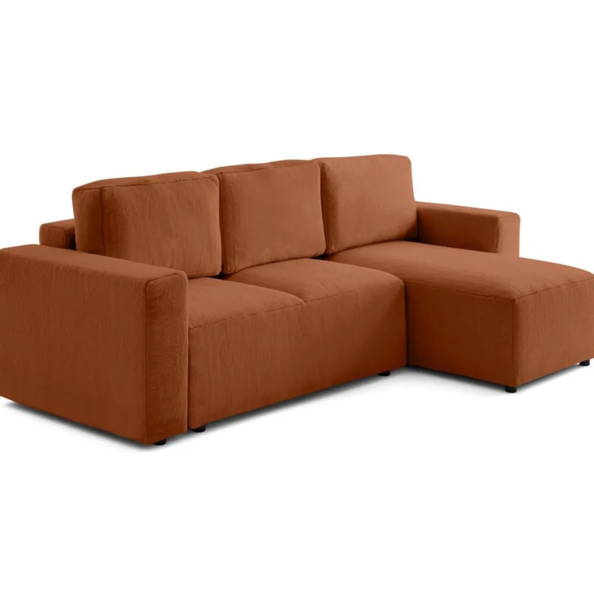 Livy - canapé d'angle réversible 4 places convertible avec coffre en fausse fourrure