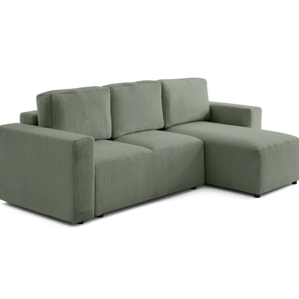 Livy - canapé d'angle réversible 4 places convertible avec coffre en fausse fourrure