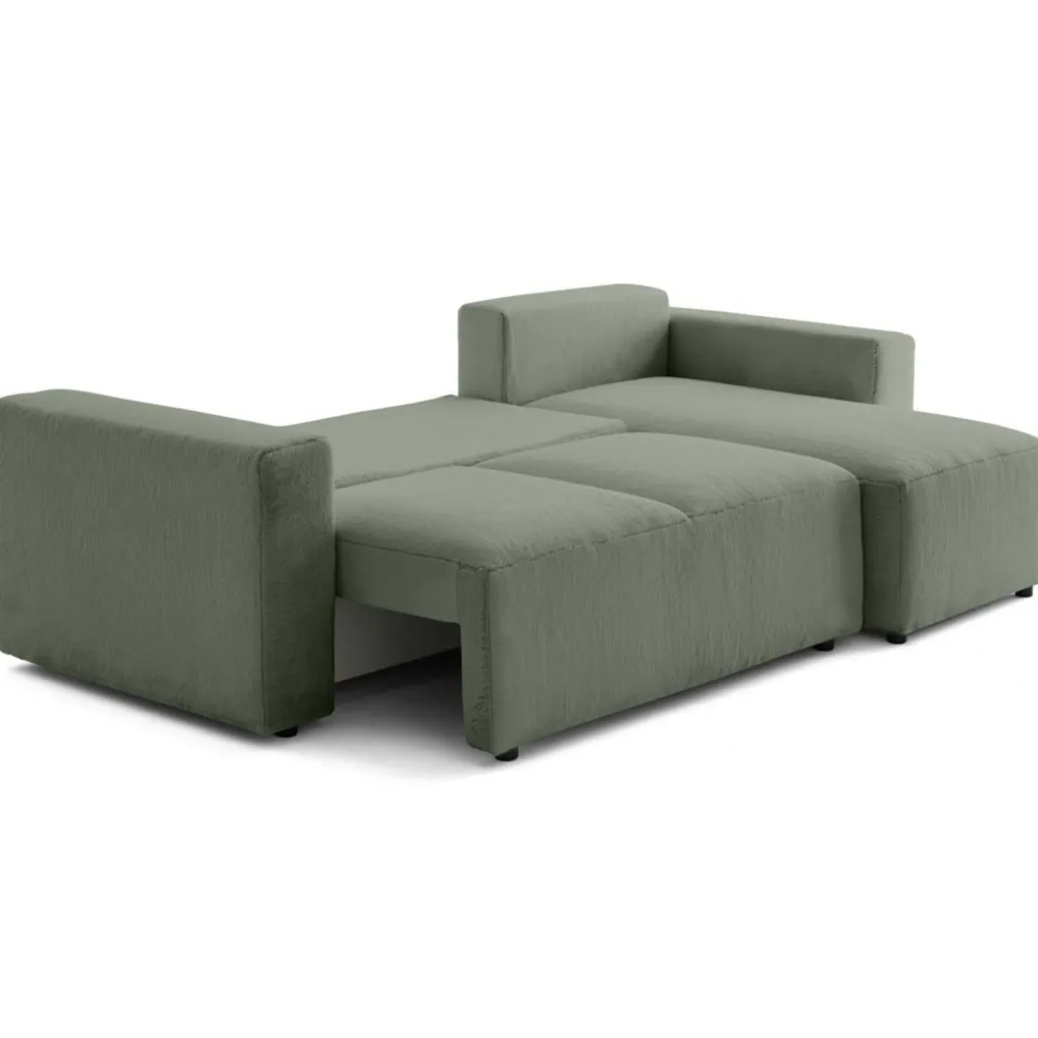 Livy - canapé d'angle réversible 4 places convertible avec coffre en fausse fourrure