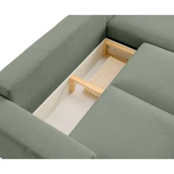 Livy - canapé d'angle réversible 4 places convertible avec coffre en fausse fourrure