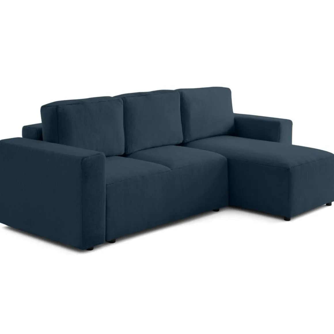 Livy - canapé d'angle réversible 4 places convertible avec coffre en fausse fourrure