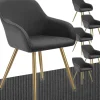 Lot 6 chaises élégantes aspect corde anthracite/doré