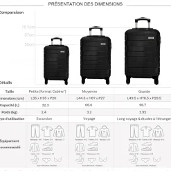 Lot 3 valises dont 1 valise cabine rigides