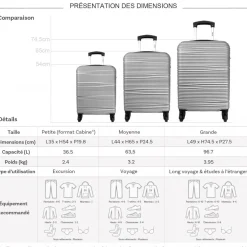 Lot 3 valises dont 1 valise cabine rigides
