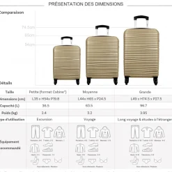 Lot 3 valises dont 1 valise cabine rigides