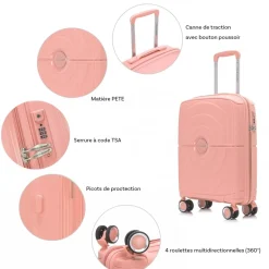 Lot 3 valises rigides dont 1 valise cabine TSA