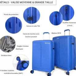 Lot 3 valises rigides dont 1 cabine porte-ordinateur 17 TSA