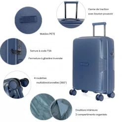 Lot 3 valises rigides dont 1 valise cabine TSA