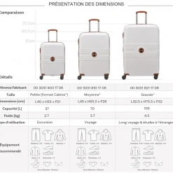 Lot 3 valises rigides Flanerie Se dont 1 cabine Polycarbonate TSA