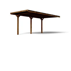 Lot carport adossé toit plat - Bois traité autoclave - 15,6 m² - VICTOR + Supports de fixation en H