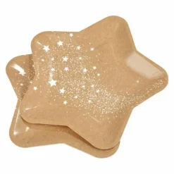 Lot de 6 Assiettes en Carton Stardust 23cm Marron