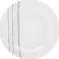 Lot de 6 Assiettes Plates Lignes 27cm Blanc