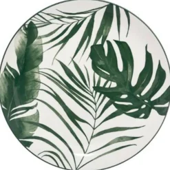 Lot de 6 Assiettes Plates Palme 26cm Vert