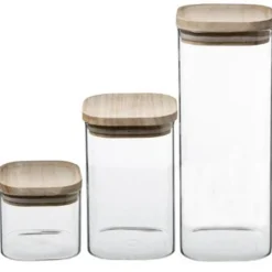 Lot de 3 Bocaux Empilables 24cm Transparent