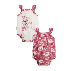 Lot de 2 bodies bébé à bretelles en gaze de coton Alba