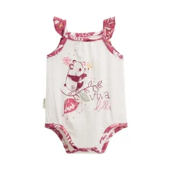 Lot de 2 bodies bébé à bretelles en gaze de coton Alba