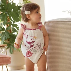 Lot de 2 bodies bébé à bretelles en gaze de coton Alba