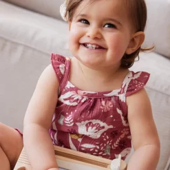 Lot de 2 bodies bébé à bretelles en gaze de coton Alba