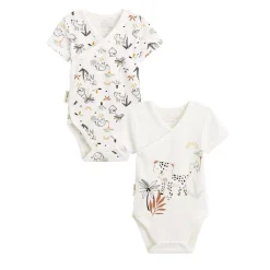 Lot de 2 bodies bébé manches courtes ouverture croisée Yao