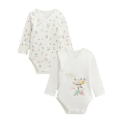 Lot de 2 bodies bébé manches longues ouverture croisée Baby Panda