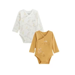 Lot de 2 bodies bébé manches longues ouverture croisée Emilie