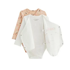 Lot de 2 bodies bébé manches longues ouverture croisée Miss Plume
