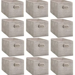 Lot de 12 Boites de rangement en tissu avec poignée