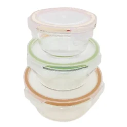 Lot de 3 boites rondes de conservation en verre