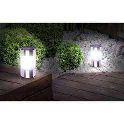 Lot de 4 bornes solaire à planter ou à poser Gris - INOXIA