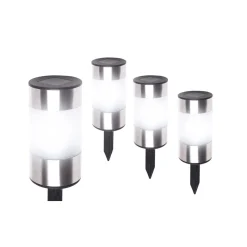 Lot de 4 bornes solaire à planter ou à poser Gris - INOXIA