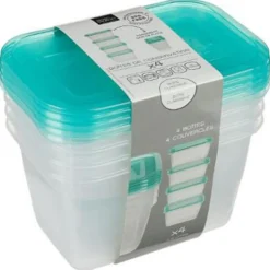 Lot de 4 Boîtes de Conservation Fresh & Freeze 0,75L Bleu