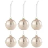Lot de 6 Boules de Noël Ligne Paillettes 8cm Rose Clair