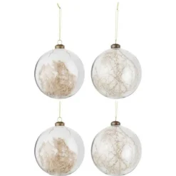 Lot de 4 Boules de Noël Pampas 12cm Transparent