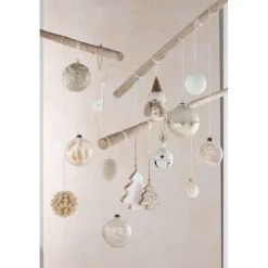 Lot de 4 Boules de Noël Pampas 12cm Transparent