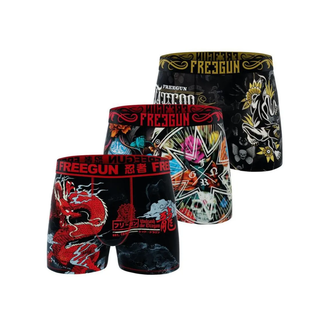 Lot de 3 boxers enfant Grunge