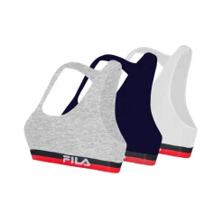 Lot de 3 Brassières coton Fila FU6048 Gris, Navy et Blanc