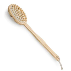 Lot de 2 brosses de massage et de drainage, anti-cellulite en bambou 42 cm avec manche amovible et poignée de maintien