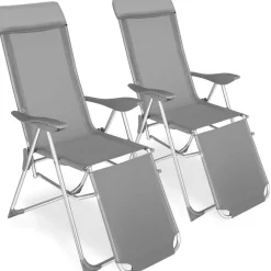 Lot de 2 chaises de jardin en aluminium avec nuque rembourrée