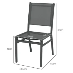Lot de 4 chaises de jardin alu textilène gris