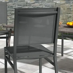 Lot de 4 chaises de jardin alu textilène gris