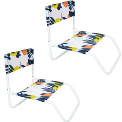 Lot de 2 Chaises de plage pliante Rio - Bleu, Orange et Jaune