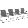 Lot de 4 chaises pliantes de jardin chaises de camping plage avec accoudoirs tissu Oxford gris
