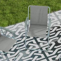 Lot de 4 chaises pliantes de jardin chaises de camping plage avec accoudoirs tissu Oxford gris