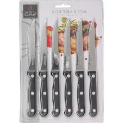 Lot de 6 Couteaux de Table Steak 27cm Noir