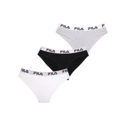 Lot de 3 Culottes coton femme Fila FU6043 Gris, Noir et Blanc