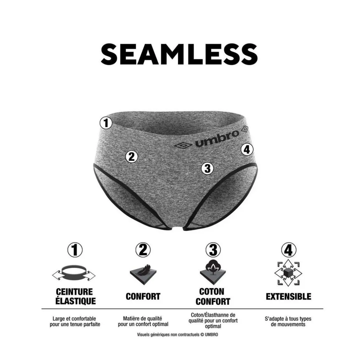 Lot de 3 culottes femme sans couture Uni