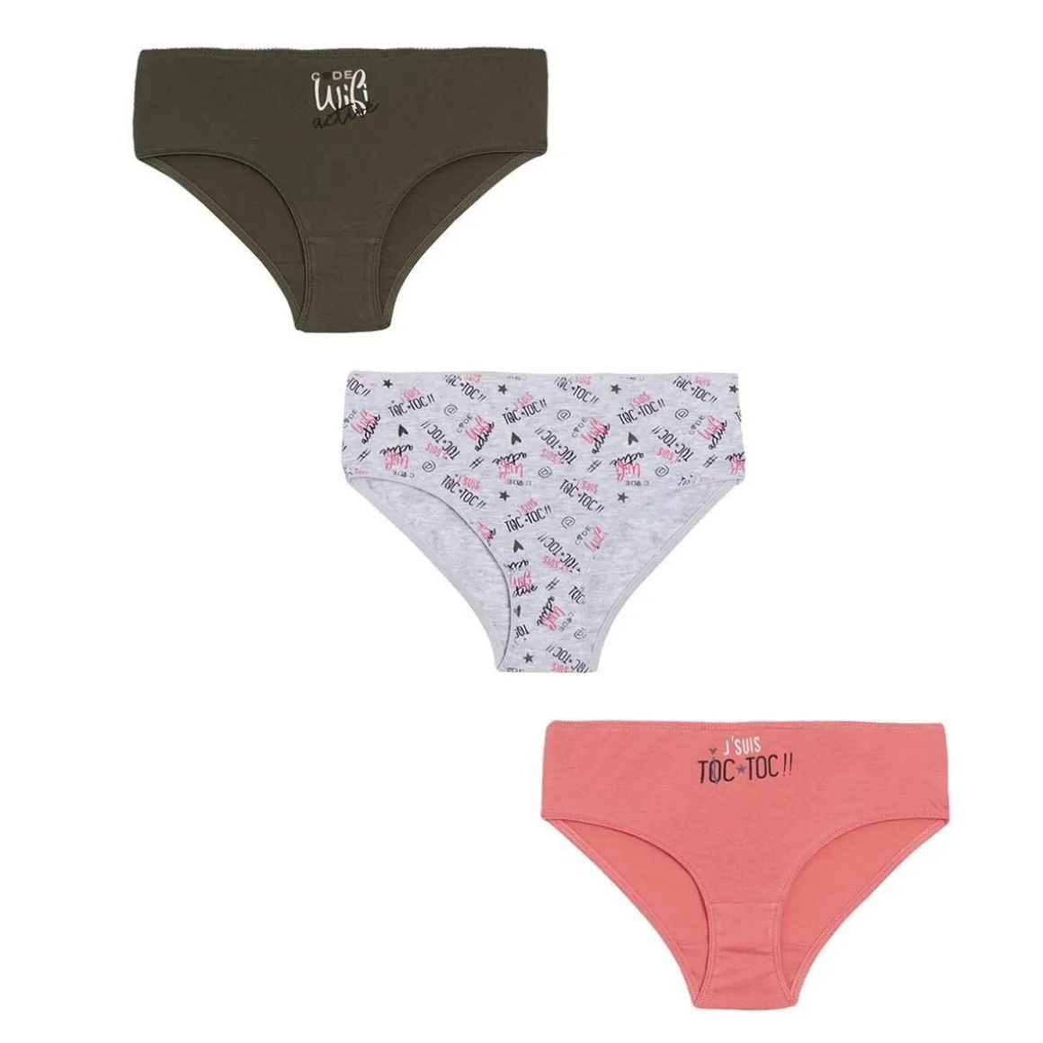 Lot de 3 culottes fille en coton bio Wifi